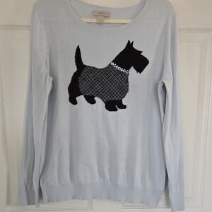 LOFT Blue Sweater Scottie Dog
